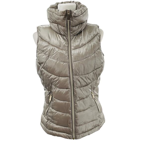 Calvin Klein Metallic Puffer Outdoor Winter Sleeveless Hi Neck Softshell Vest S - Picture 1 of 12